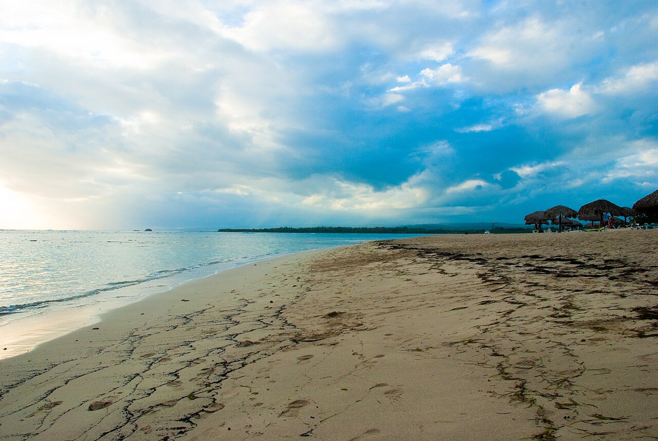 The golden sand and water at Playa Dorada