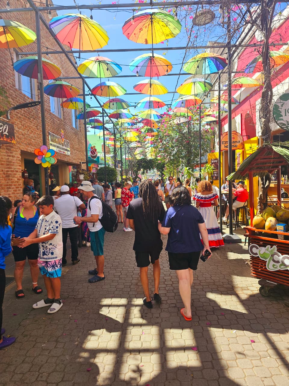 Colorful umbrellas over Umbrella Street in Puerto Plata